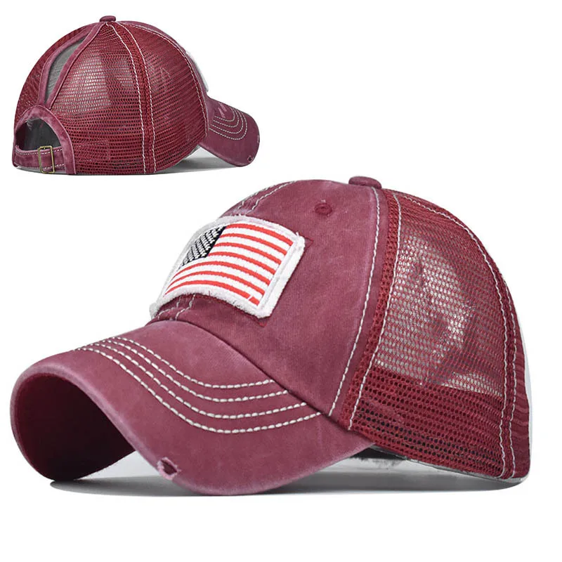 

New Washed Cotton Baseball Cap For Men Embroidery American flag Casquette Summer Mesh Cap Women Spring Hat Fashion Accessories