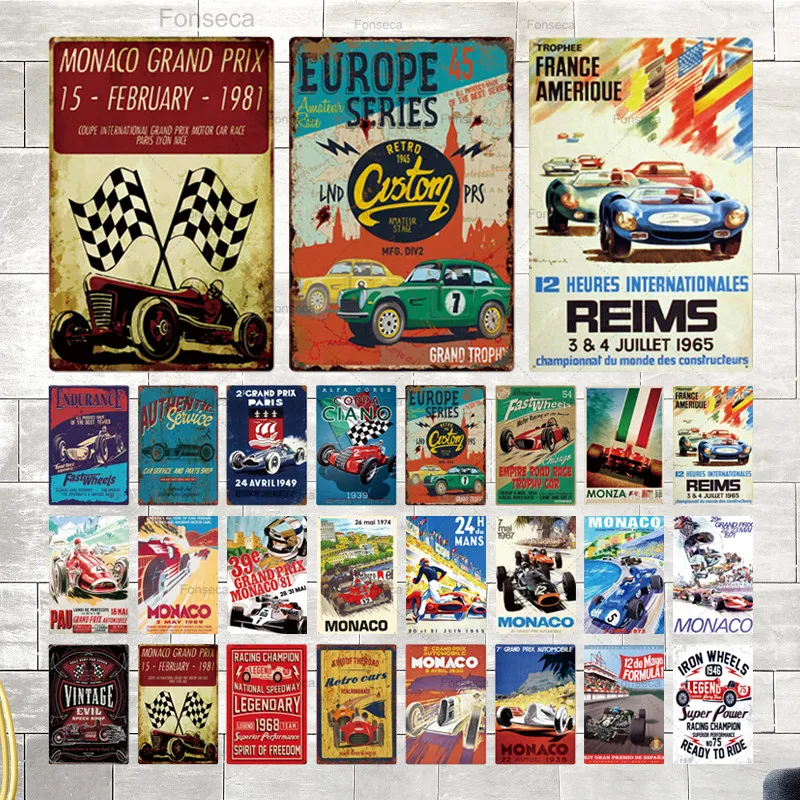 

Vintage Racing Metal Poster Metal Tin Sign Plaque Metal Vintage Home Man Cave Decor Decorative Iron Plate Wall Decor