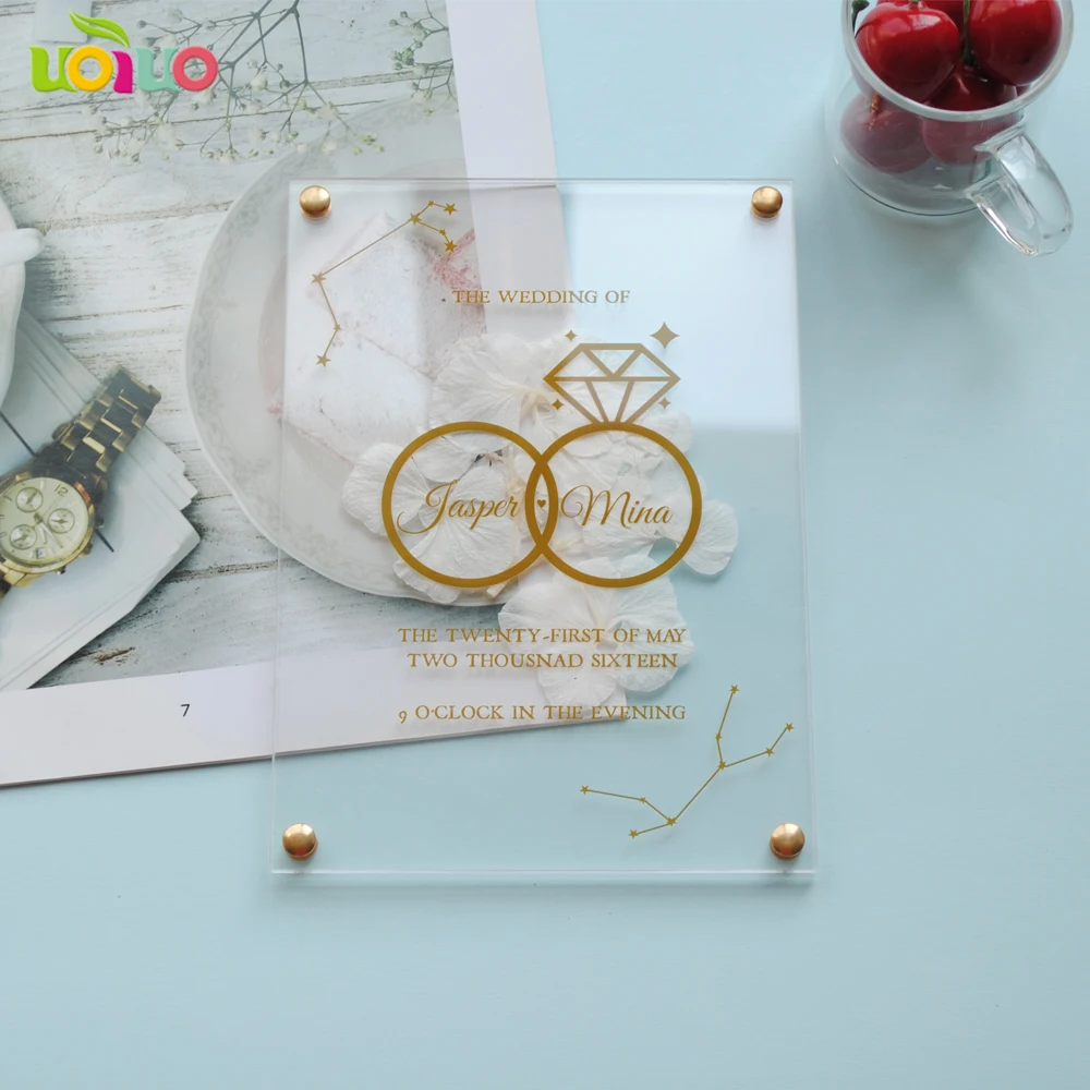 10 шт. акриловые свадебные приглашения с цветочным принтом|Коробки для свадебных