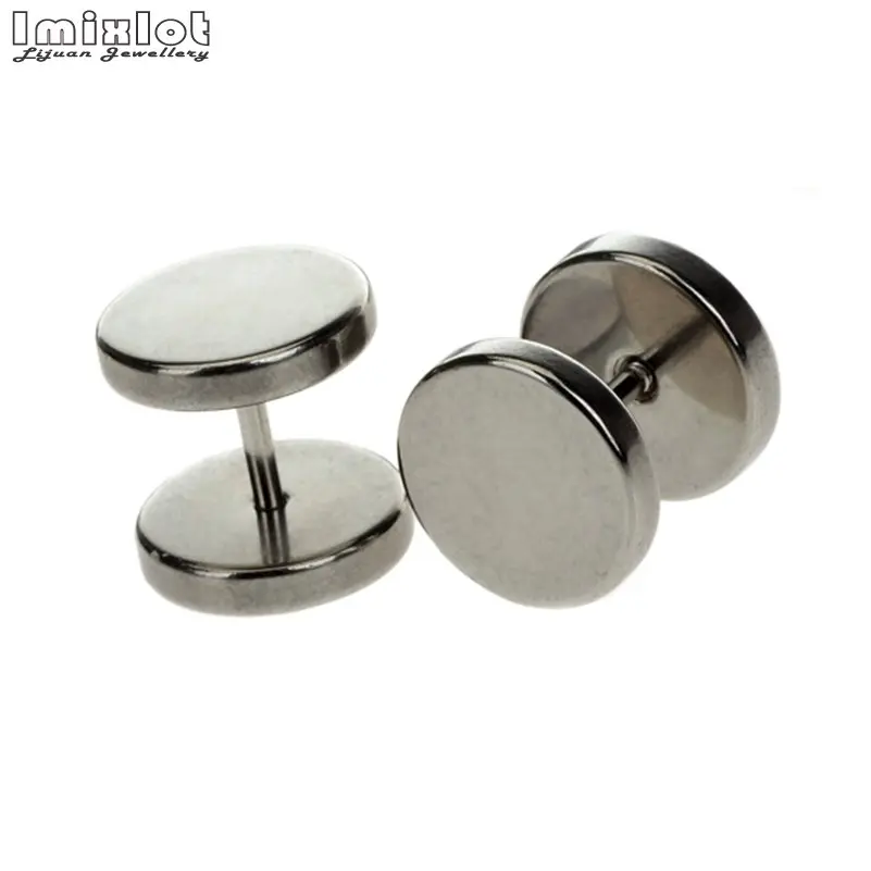 1PC Punk Black Stainless Steel Stud Earrings for Men Women Gothic 6/8/10/12/14mm Round Barbell Earring Men's Jewelry | Украшения и