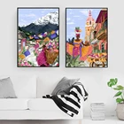 Современная Абстрактная Картина на холсте с изображением сада Женщины Путешествия Колумбия постеры и растительные принты