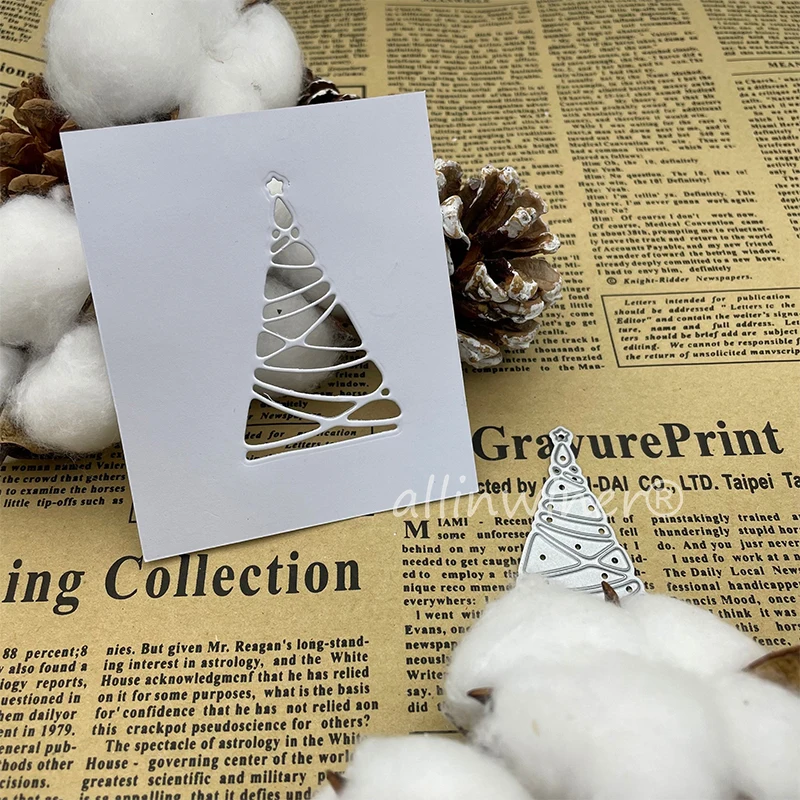 

Рождественская елка Allinwiner, металлические Вырубные штампы, сделай сам, скрапбукинг, альбом, бумага, открытки, декоративные поделки, тиснение, вырубки ручной работы