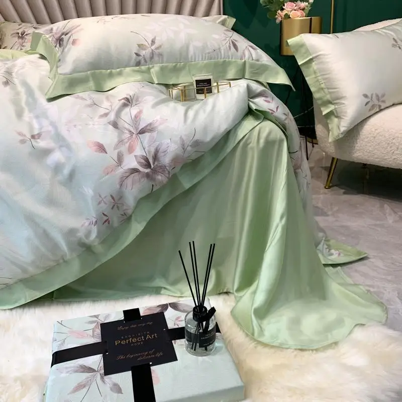

Peppermint Bedding Set Tencel Duvet cover set Long-staple cotton Pillowcases Queen King Size Bed Bed Linen 4pcs 2020 new