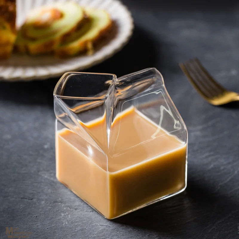 Стеклянная чашка для молока прозрачная квадратная в японском стиле кофе сока