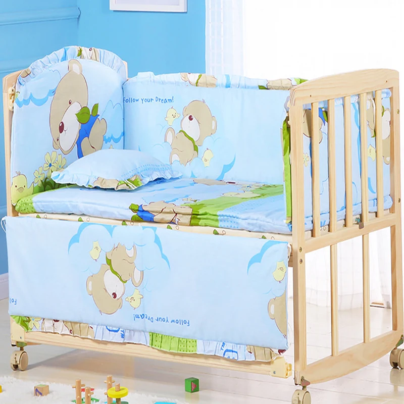 baby nursery Nordic Design Baby Bed Thicken Bumper One-piece Crib Around Cushion Cot Protector Pillows Newborns Room Decor