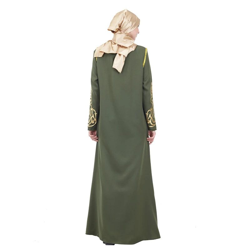 Дубаи Стильные комплекты abaya мусульманские женские пальто и платье из двух частей Золотой аппликации вечерний халат леди классический Caftan наборы