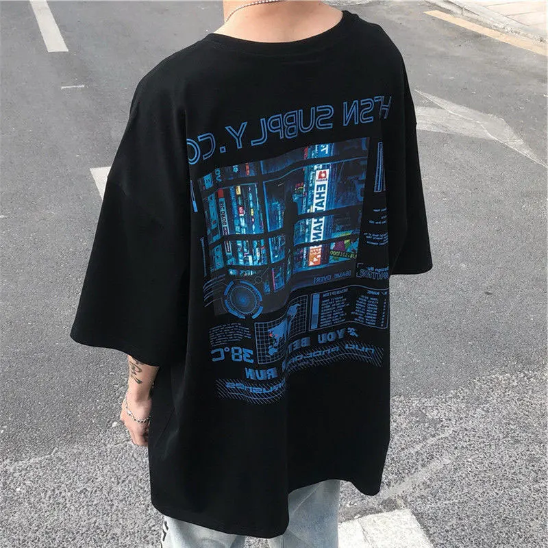 

Hip-Hop Street Loose Short Sleeve 2021 Summer New National Fashion High Street Oversize Couple Half Sleeve T-shirt for Women