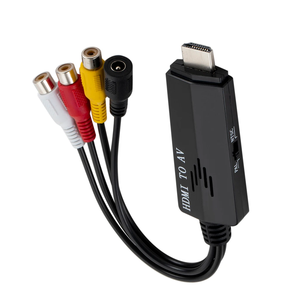 

1080P 17cm Short HD HDMI to AV RCA Converter Adapter Cable STB to Old TV With 80cm Power Supply Cable