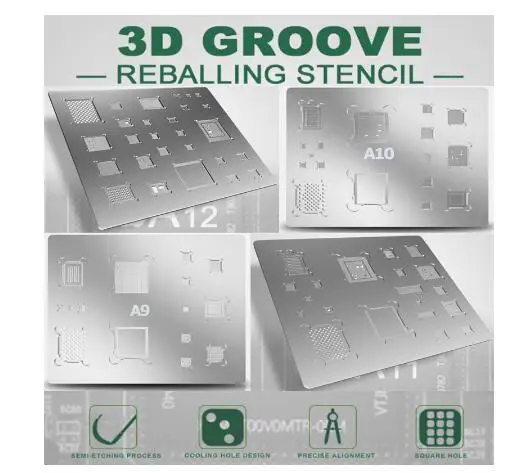 

BEST 3D BGA steel net A8 A9 A10 A11 A12 for iphone 6 6P 7 8 8P X XR Directly Heated mobile phone BGA IC Reballing Stencil