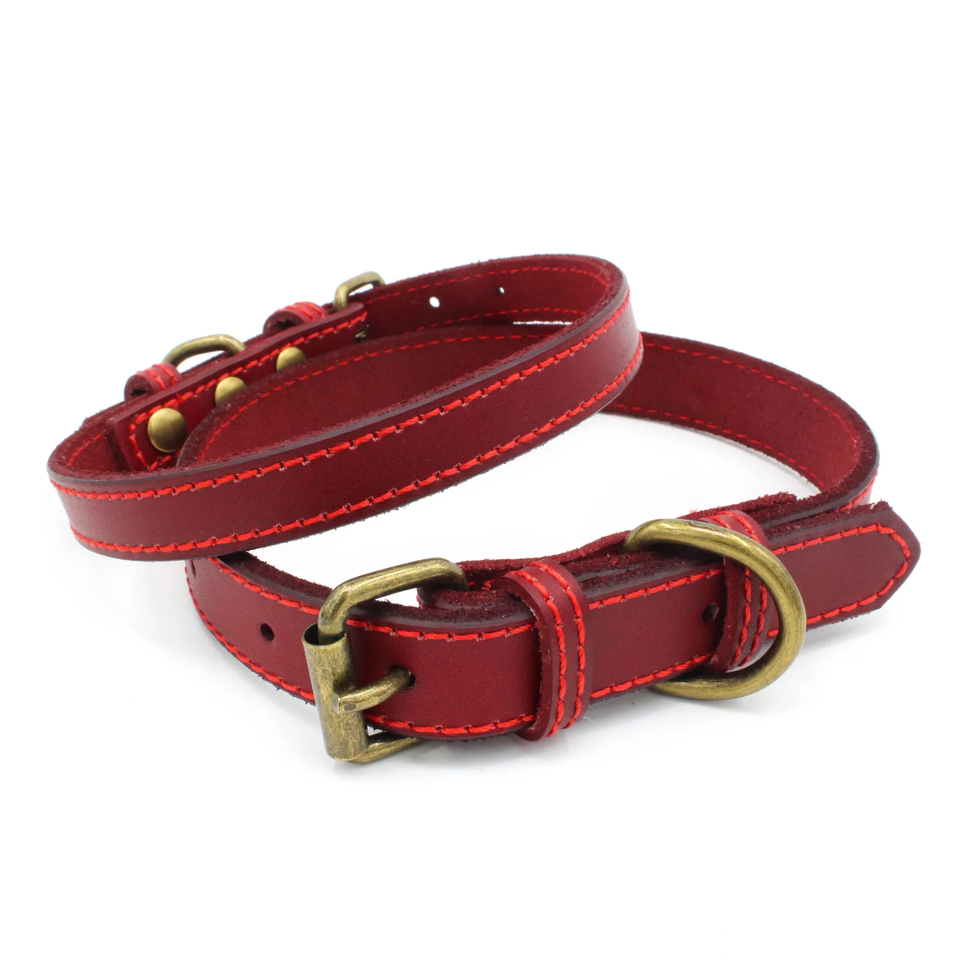 Ошейник для собак из натуральной кожи Бронзовый Ретро ошейник домашних животных