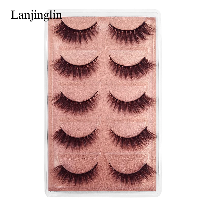 LANJINGLIN, 5 пар, ручная работа, накладные ресницы, полная полоса, ресницы для макияжа, натуральные норковые ресницы, Длинные Накладные ресницы, 3d ресницы G900