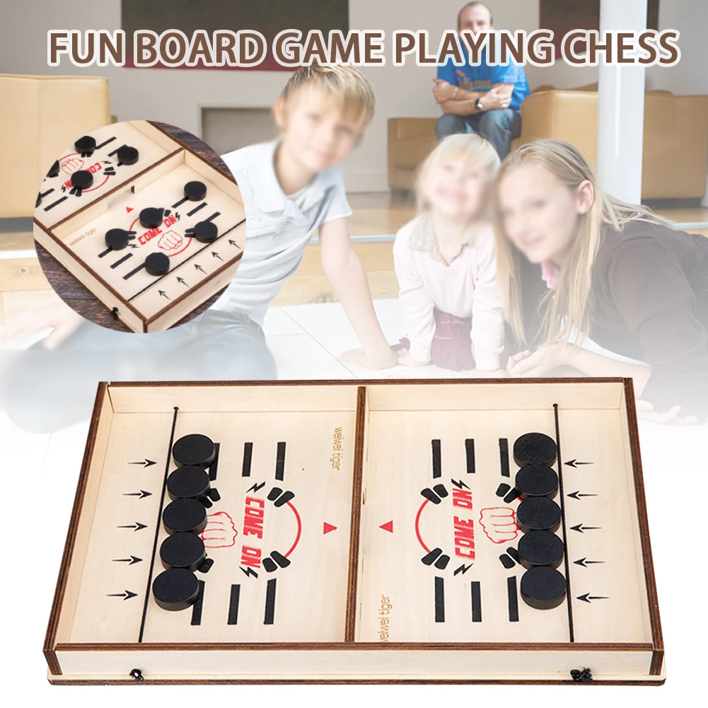 

Early Educational Board Game Elastic Wooden Rebound Party Accessory Adult Kids Desktop Battle Shooting Puck Toy Ice Hockey