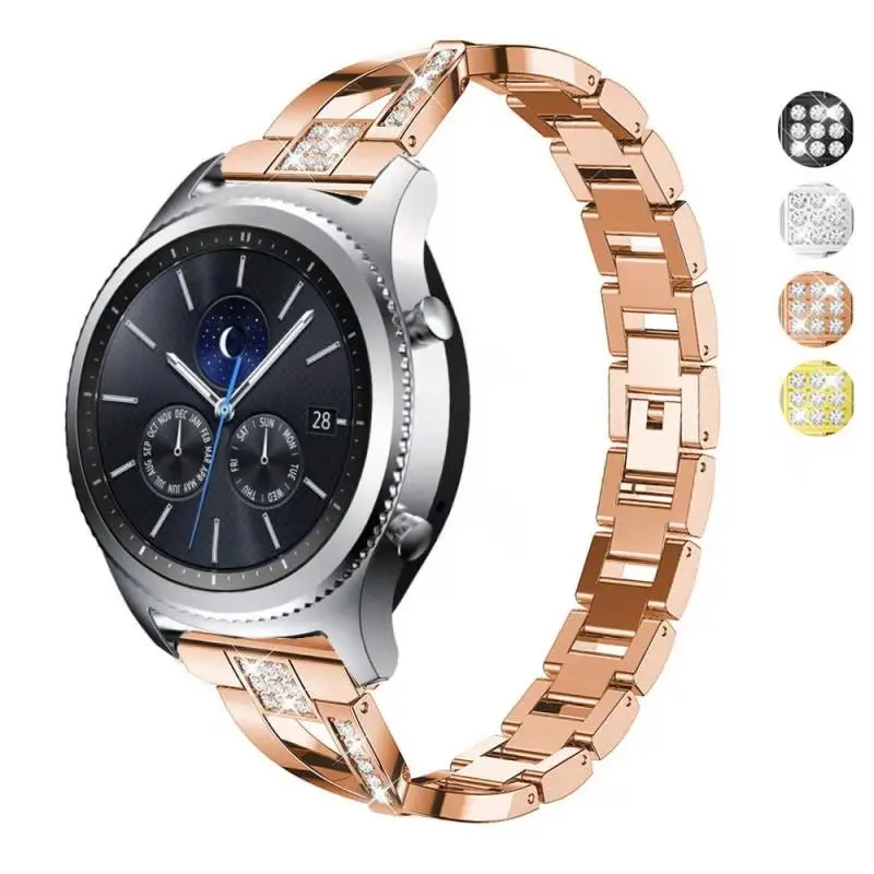 20 мм 22 бриллиантовый браслет из нержавеющей стали для samsung gear S3 Frontier/gear Sport/Galaxy Watch