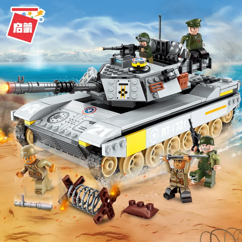 

482Pcs Building Blocks 1721 Battlefield Series Overlord Tank Dispatched Children's Toys Gifts Boy Assembled Toy Gifts