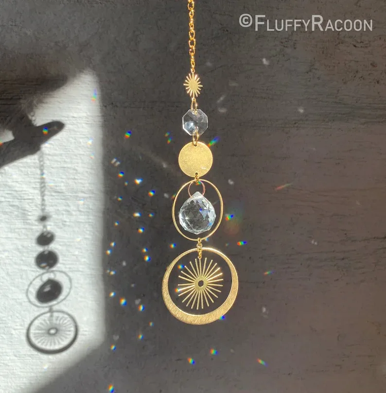 Хрустальный Ловец Солнца ручной работы символ солнца золотой небесный свет