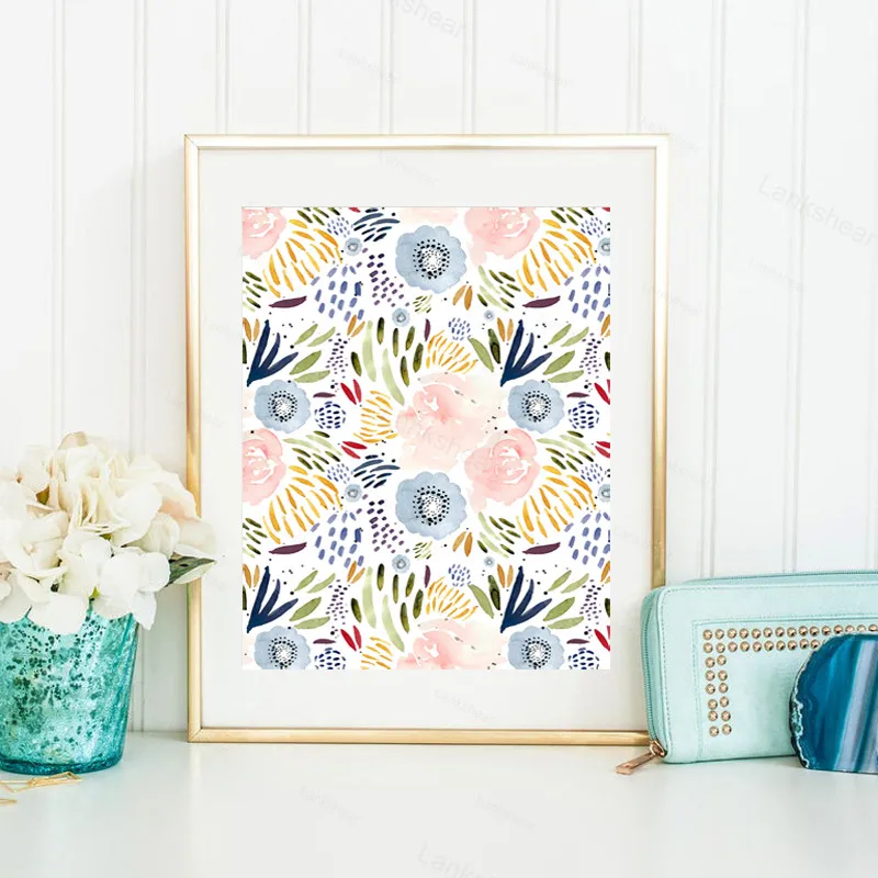 Акварельная Цветочная живопись художественные принты на холсте розовые цветы