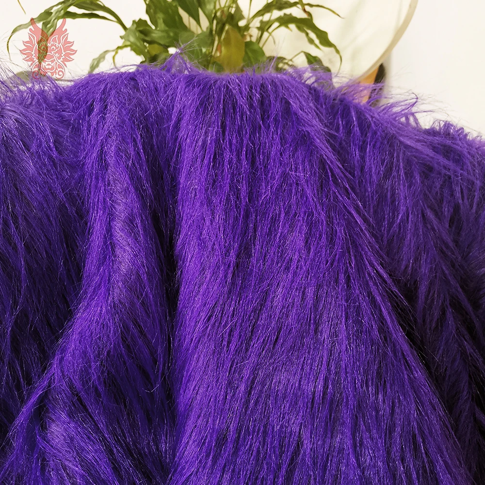 Luxury purple 9cm plush faux fur fabric for winter coat vest stage cosplay decor long fur fabric tissue DIY 150*50cm 1pc SP5419