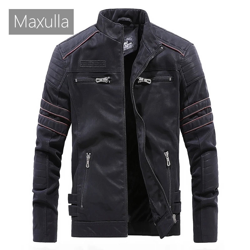 

Мужская ветровка Maxulla, байкерская куртка из искусственной кожи на осень и зиму, мужской тонкий жакет