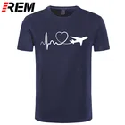 Мужская футболка с коротким рукавом, хлопковая Футболка с забавным принтом Eat Sleep Travel Airplane Heartbeat Joke, Повседневная Уличная одежда в стиле хип-хоп