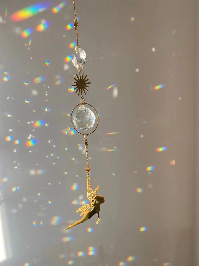 

Handmade Sun Catcher Fairy Sun Catcher Star Angle Witchy Boho Home Decor Witchcraft Decoration Raionbow Maker Car Charms Prisms