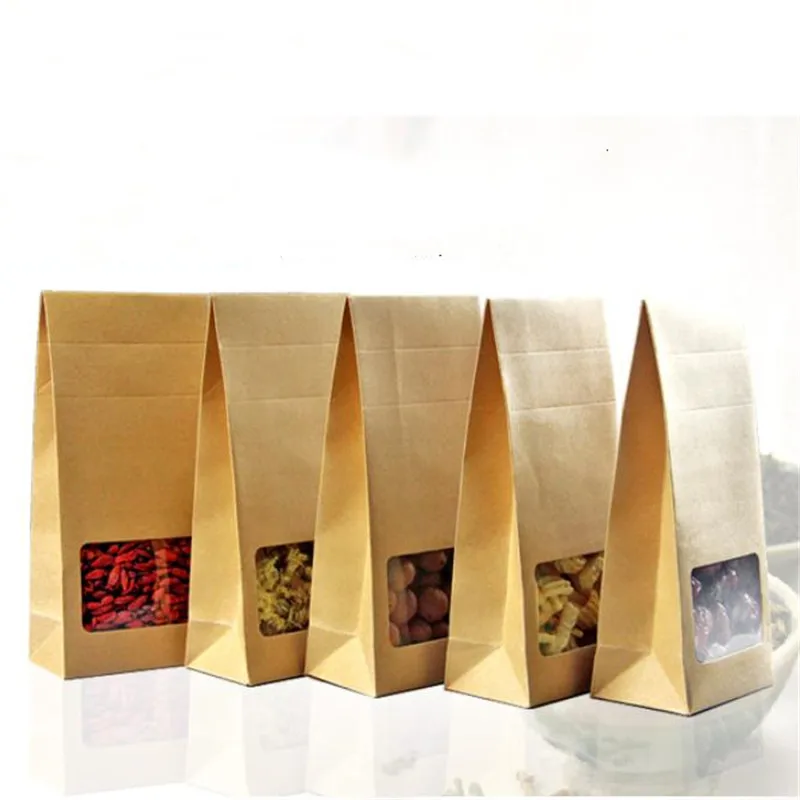 10 шт./лот коробка из крафт бумаги с квадратным окном ПВХ самоклеящийся