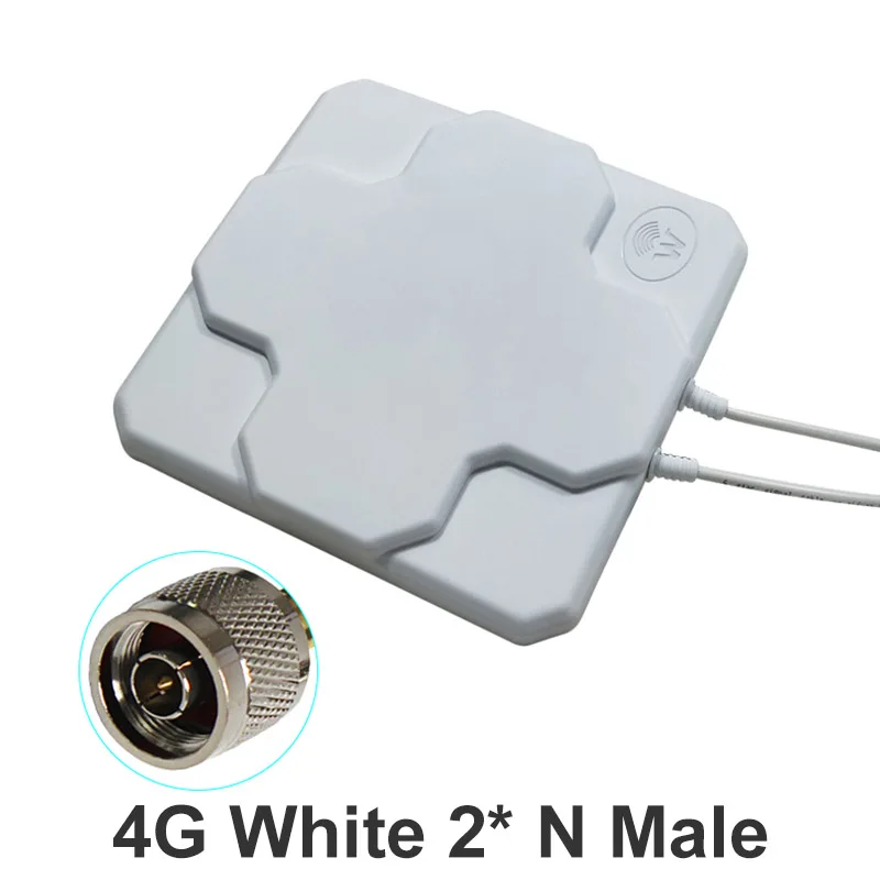 4G LTE Антенна N Мужской Женский SMA наружная панель 18dbi 698-2690MHz белый черный антенна mimo внешняя антенна для беспроводного маршрутизатора - Цвет: White N Male