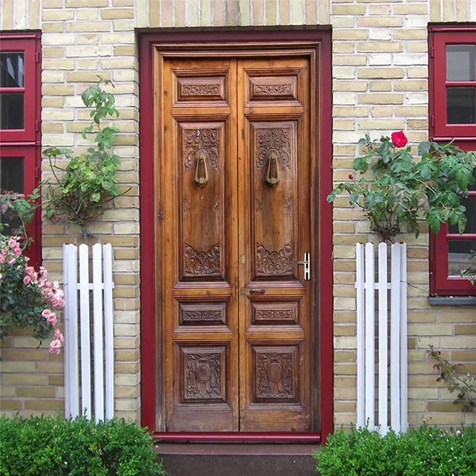 Винтажная деревянная дверная наклейка самоклеящиеся водонепроницаемые Съемные
