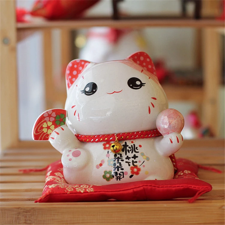 Японская 6 дюймовая керамическая приносящая удачу фотография настольное