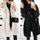 Модное женское пальто из искусственного меха, верхняя одежда, флисовая куртка, женское теплое пальто из искусственного меха, однотонный зимний теплый кардиган, Женский плотный