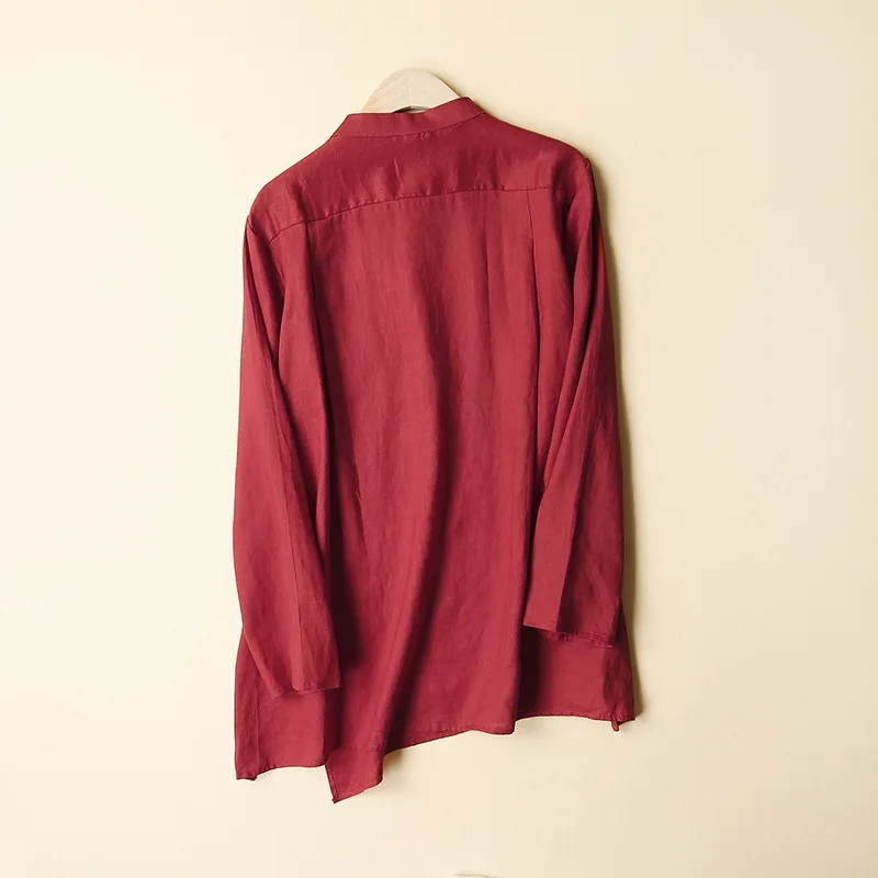 

Autumn New Round Neck Button Linen Shirt Irregular Hem Cotton and Linen Shirt Women Japan Style Blusas Mujer De Moda 2020 Verano