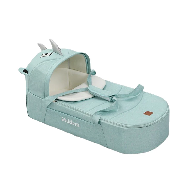 

Valdera Waldra Infant Carrier Newborn Car Bed Basket Bed in Bed Confinement Secure Bed Sleeping Basket Little Monster Green