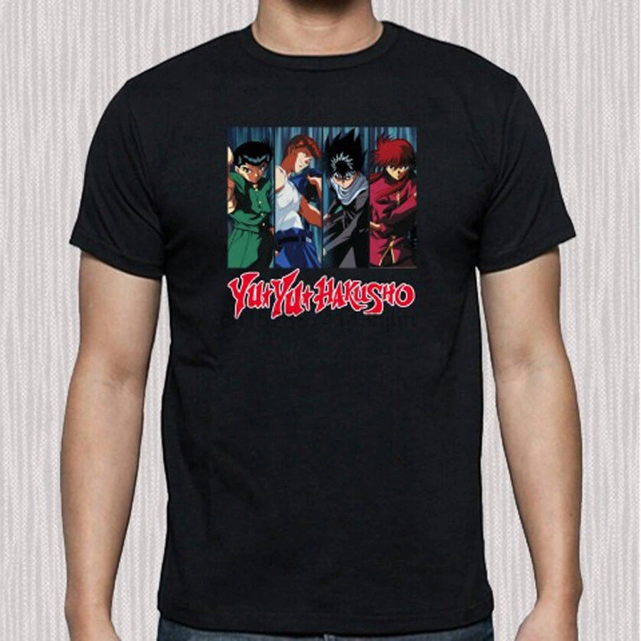 Новинка 2019 летняя футболка YU HAKUSHO аниме сериал Мужская черная размеры от S до 3XL |