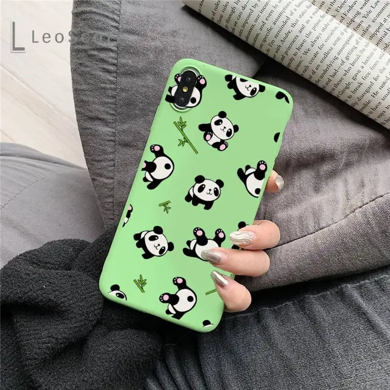 

panda funny cute lovely Phone Case Candy Color for iPhone 11 12 mini pro XS MAX 8 7 6 6S Plus X 5S SE 2020 XR