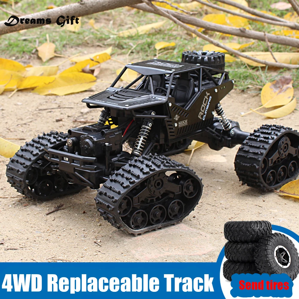Машинка радиоуправляемая 4WD для езды по бездорожью 2 4 Гц трек-колеса детская