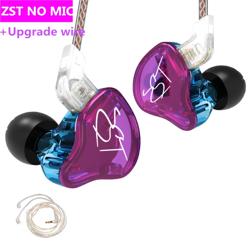 KZ ZST 1BA 1DD наушники-вкладыши гибридная гарнитура HIFI музыкальные спортивные наушники с шумоподавлением заменены кабелем ZSN PRO ES4 ZS10 - Цвет: purple(silver)