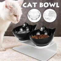 big sales non slip double cat bowl dog bowl with stand pet feeding cat water bowl for cats food pet bowls for dropshipping
