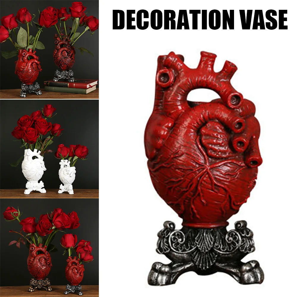 

Heart Shape Flower Vase Desktop Plant Pot Sculpture Model Art Vases for Home Decor Bedroom Countertop Ornament Gifts