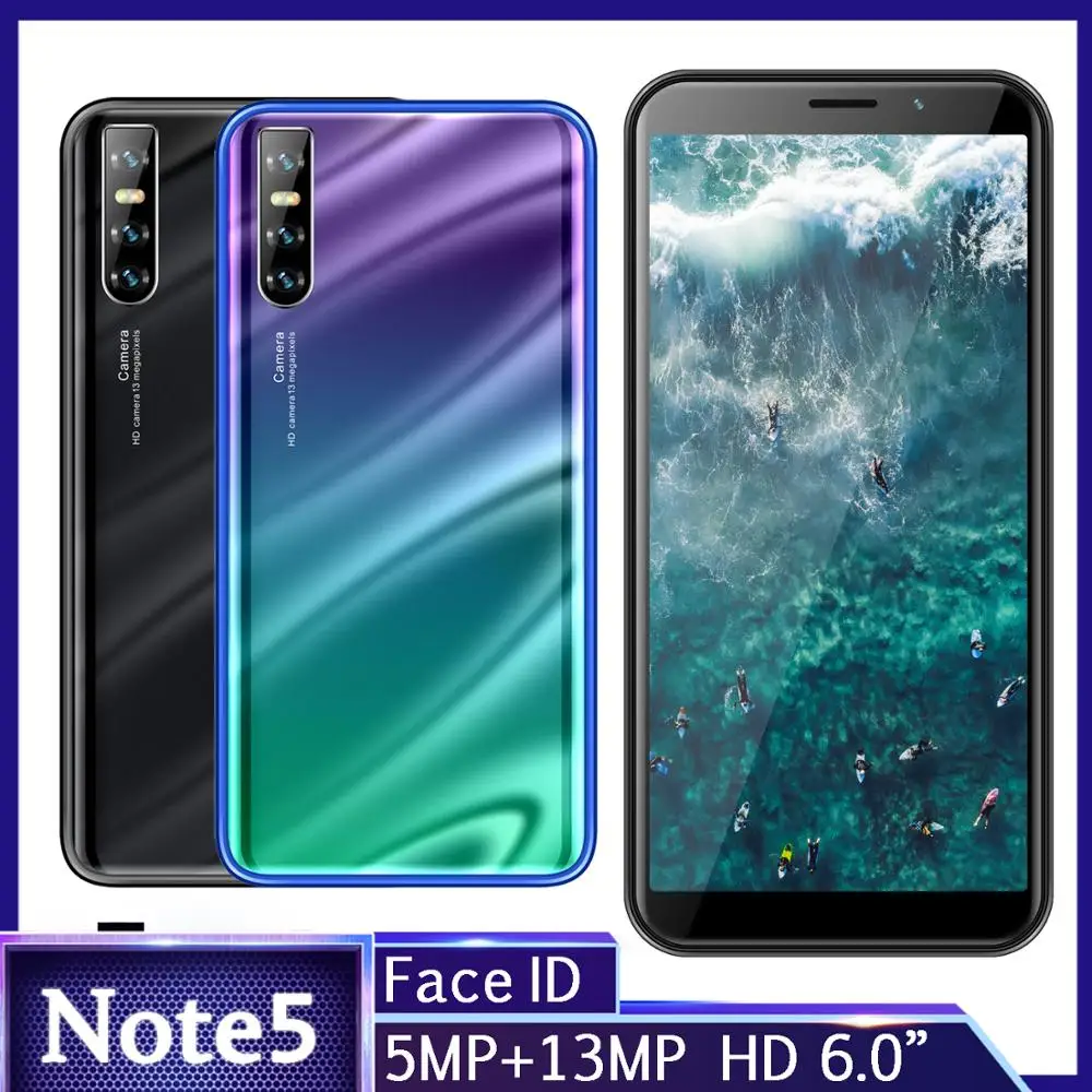 Сотовый телефон Note5 6 дюймовый экран 18:9 четыре ядра 4 гб + 64 распознавание лица 5 мп