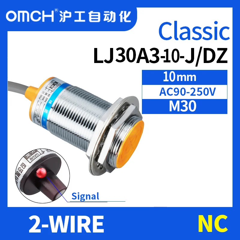 

OMCH M30 flush metal inductive proximity switch sensor switch detection range 10mm LJ30A3-10-J/DZ 2-WIRE NC AC90-250v