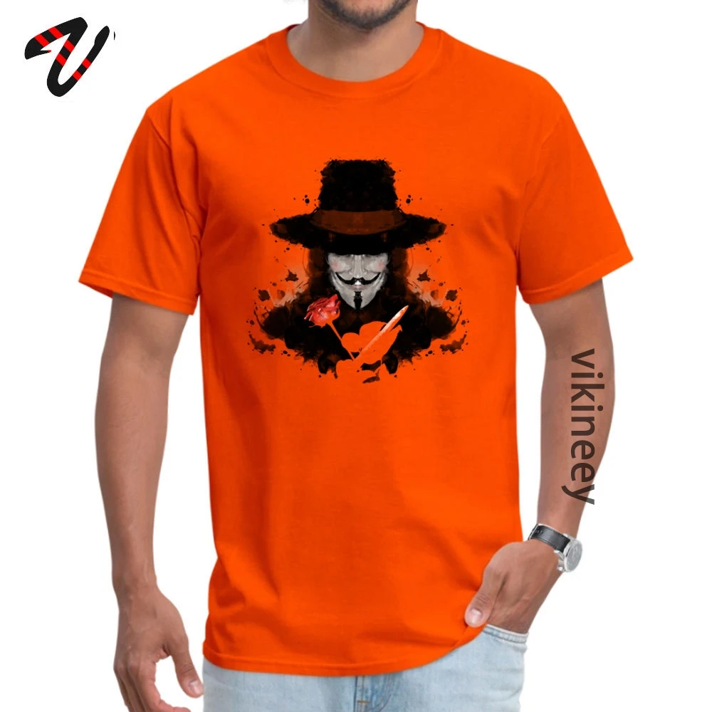 V for Vendetta T-Shirt Godfather Anonymous Men's Cool Tshirt Casual Short Sleeve 100% Cotton Fabric Men High Quality | Мужская