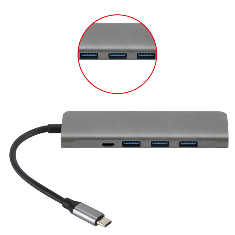 5 в 1 3 USB 0 type-C концентратор + 4K видео Hdmi Pd питание от VGA адаптер Thunderbolt PD конвертер Fr