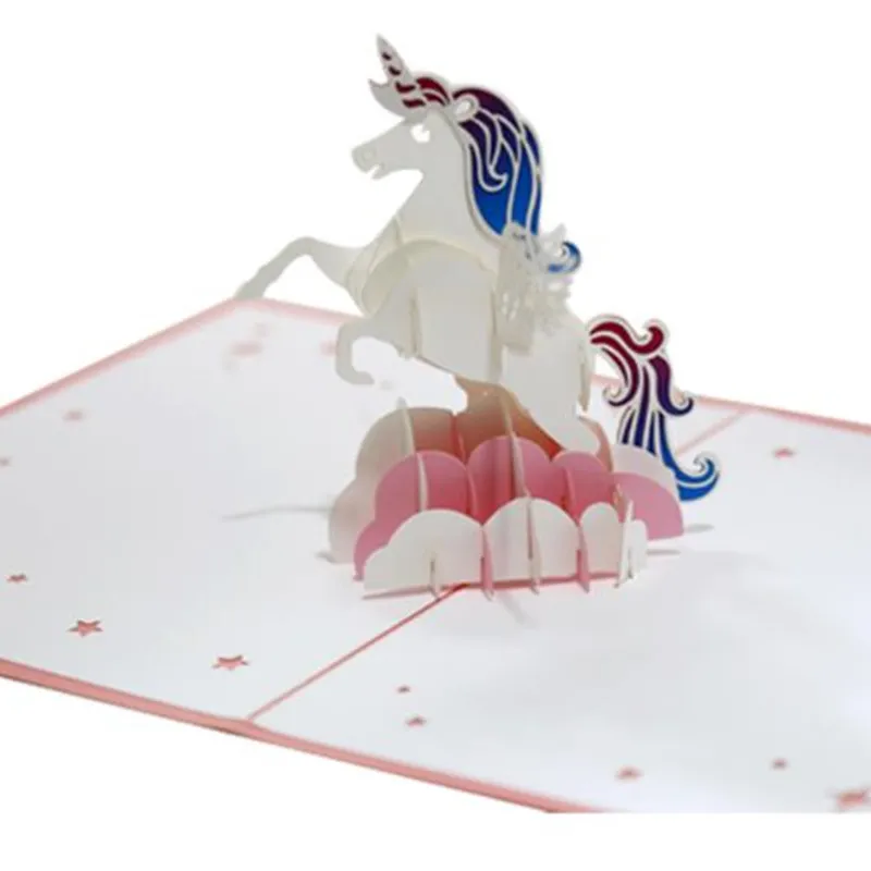 День рождения карты Единорог всплывающие с конвертом 3d лазерная резка крафт