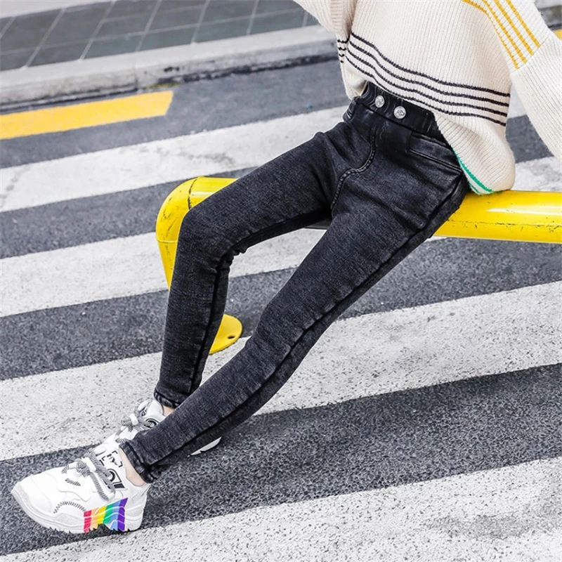 Детские леггинсы для девочек джинсы осенние рваные штаны подростков джинсовые с