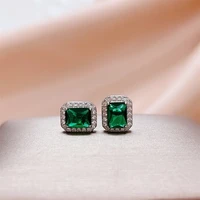 kaiduoduo classic silver 925 jewelry stub earring with rectangle emerald gemstones 5a zircon anniversary party gift wholesale