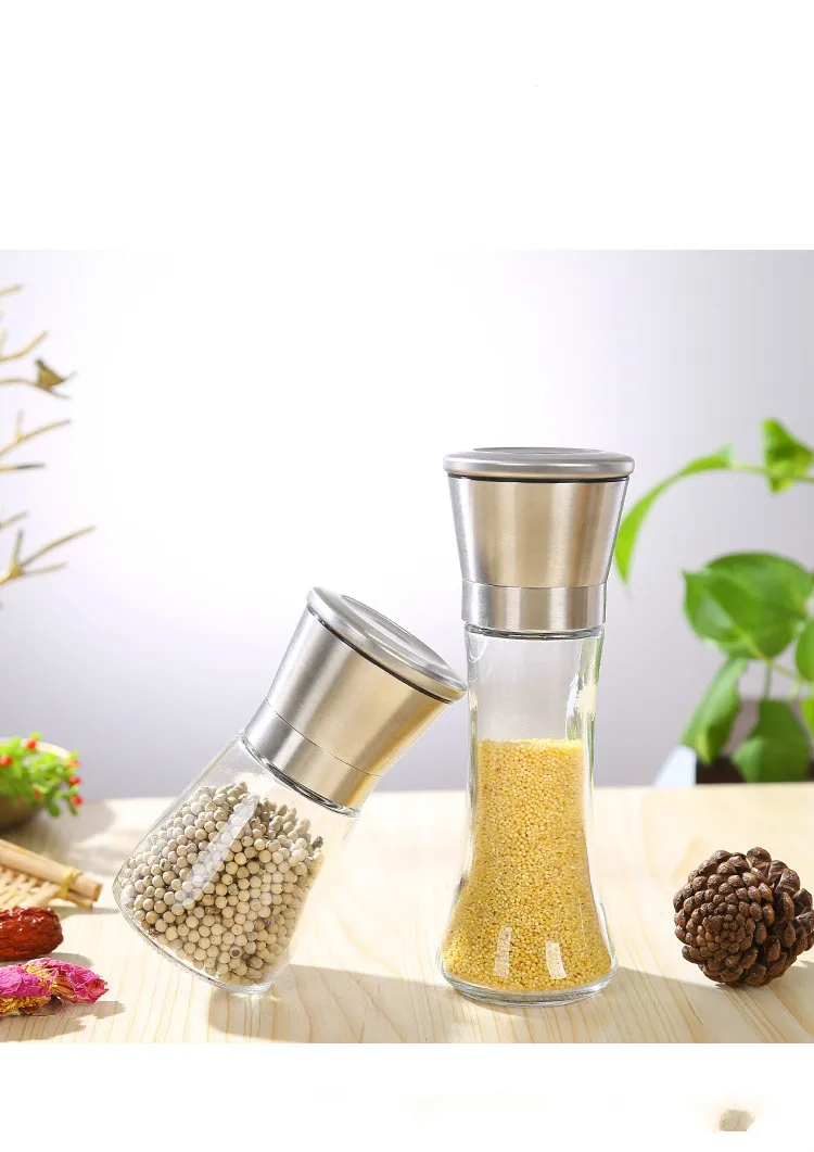 

Kitchen Salt And Pepper Grinder Stainless Steel Mill Shakers Easy To Use Fill BBQ Cooking Utensil