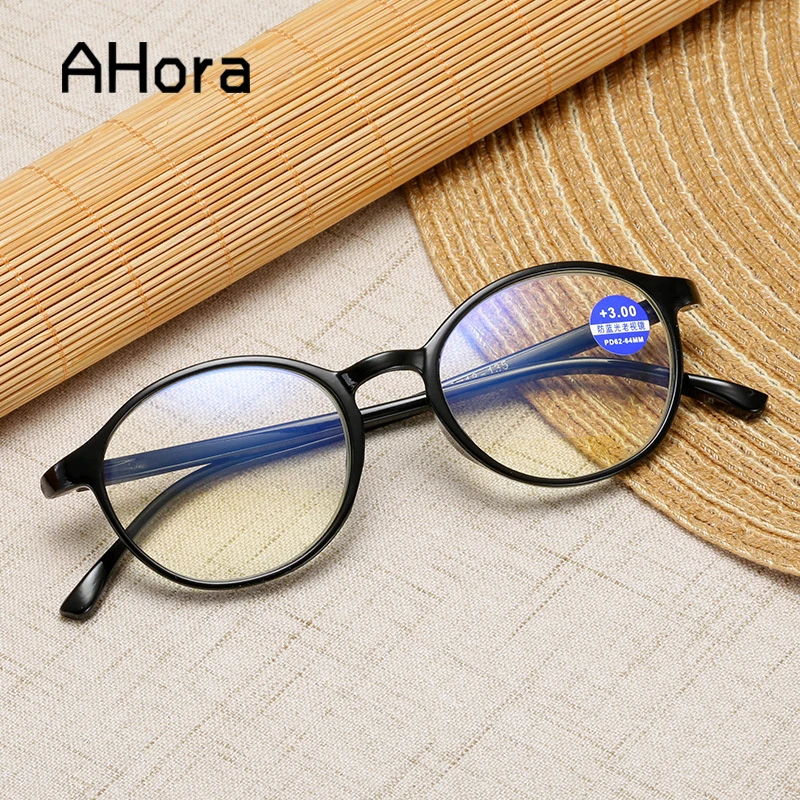 Классические черные круглые очки для чтения Ahora ультралегкие пресбиопии женщин и