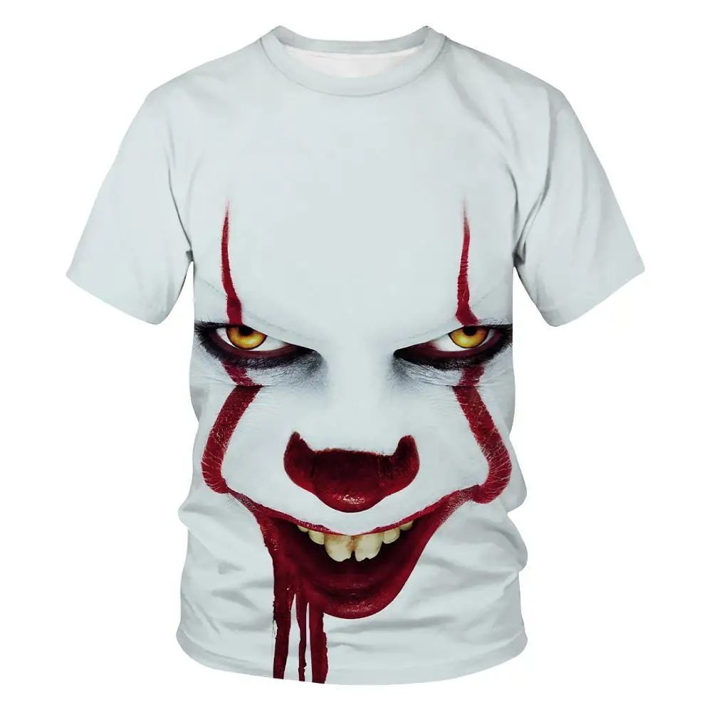 

Summer brand new 3D clown face T-shirt Funny spoof fashion short-sleeved exquisite printed clown pattern mens fashion casual ni
