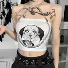 Женский топ с открытой спиной InsGoth Y2K, белый укороченный топ в стиле панк с цепочкой и принтом в готическом стиле, уличная одежда в стиле хип-хоп, на лето