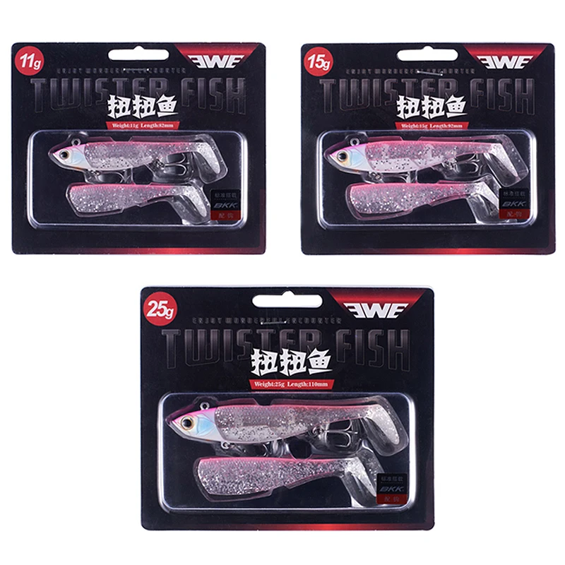 New EWE Twister Fish 11g/15g/25g Wobbler Isca Artificial High Frequency Tremor Metal Head Soft Bait 82/92/110mm Lure | Спорт и