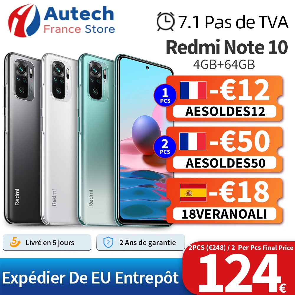 Смартфон Xiaomi Redmi Note 10 4 + 128/64 ГБ Snapdragon 678 AMOLED дисплей|Смартфоны| |